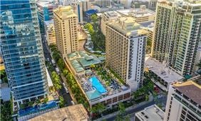 Aerial View of Embassy Suites By Hilton Waikiki Beach Walk Honolulu